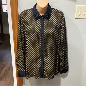 Rhinestone Collared Top